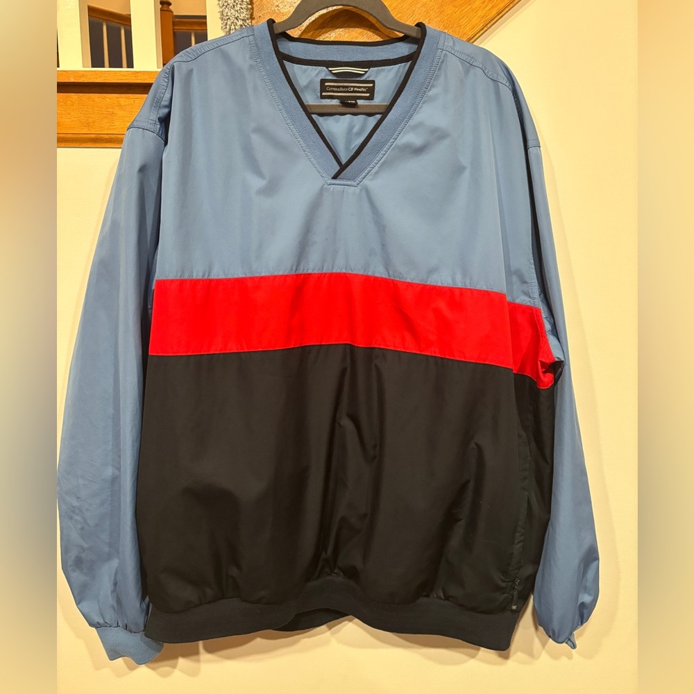 Cutter & Buck CB WindTec Men’s Blue and Red V-Neck Windbreaker